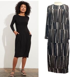 * New Habitat Sz Small WILLOW MIDI DRESS PICASSO STRIPE